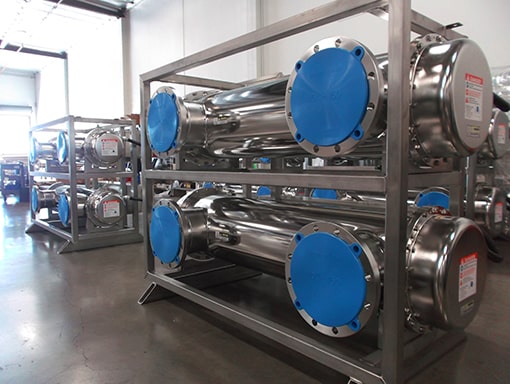 Ultraviolet purification equipment shown on AUV's factory floor